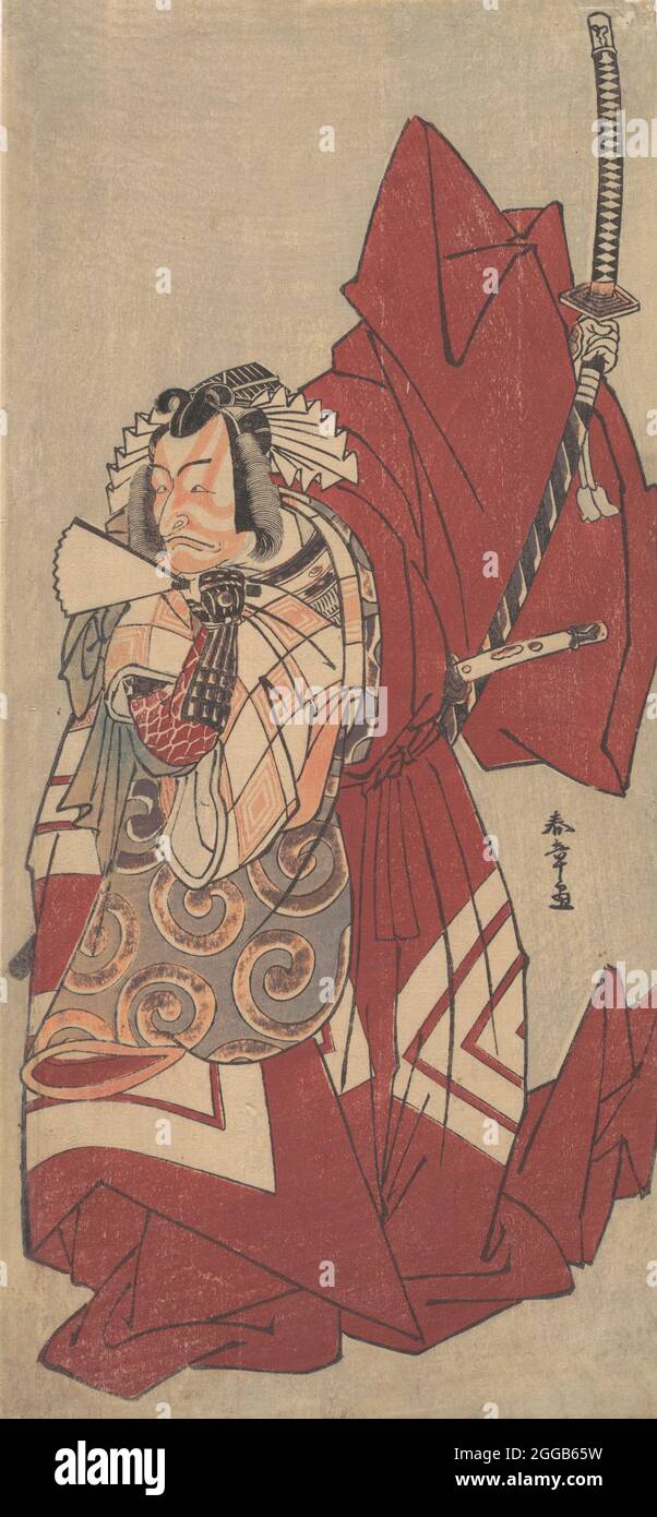 Kabuki Darsteller Ichikawa Danjuro V in einem Shibaraku (Halt dort rechts!) Rolle als Hannya no Goro, 11. Monat 1776. Stockfoto