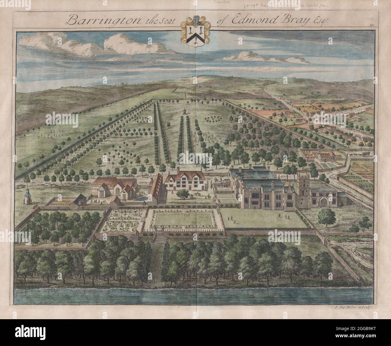 Barrington, The Seat of Edmond Bray, Esq., [1712] Neuauflage 1768. Herrenhaus in Great Barrington in Gloucestershire. Stockfoto