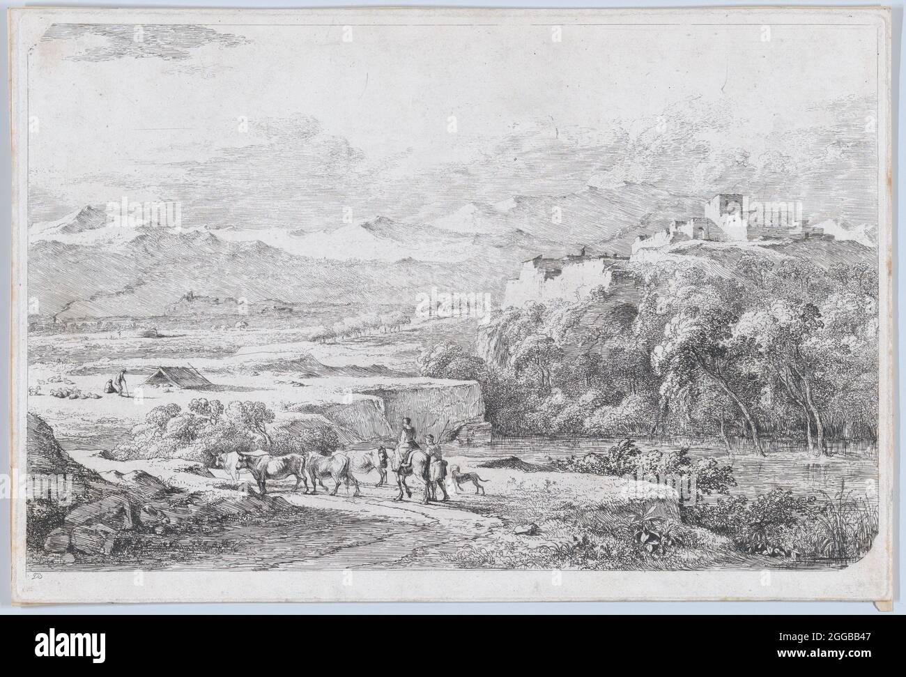 Landschaft nach Van der Cabel, ca. 1773. Stockfoto