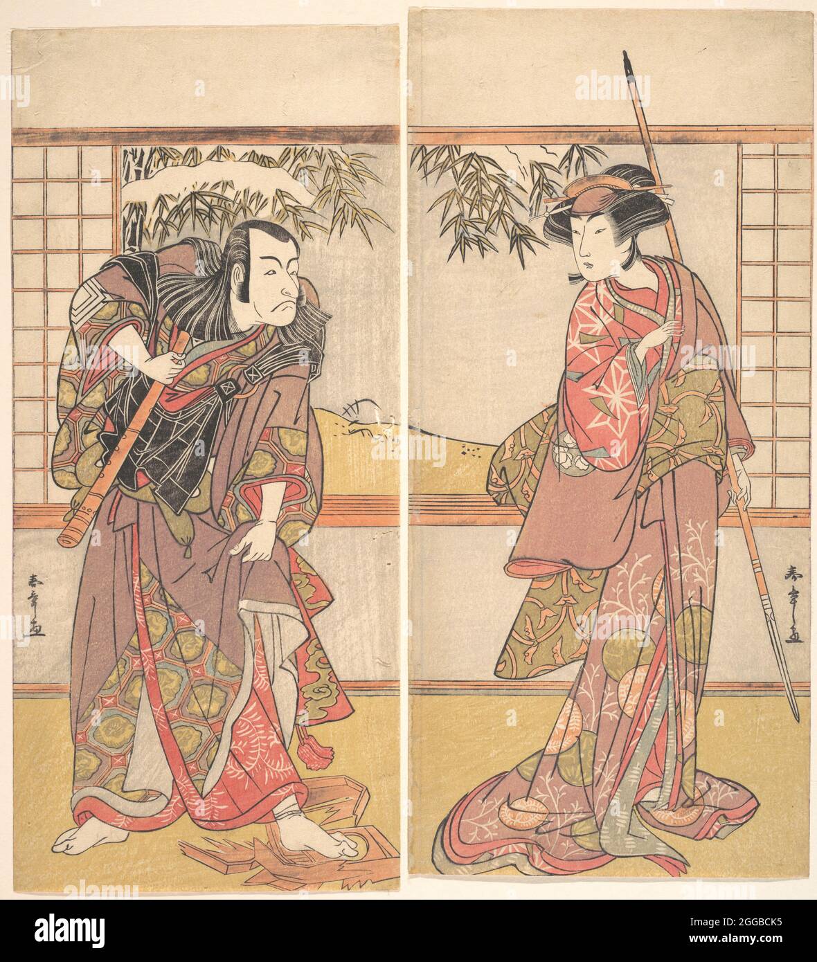 Die Kabuki-Schauspieler Osagawa Tsuneyo II und Ichikawa Danjuro V, ca. 1780er. Stockfoto