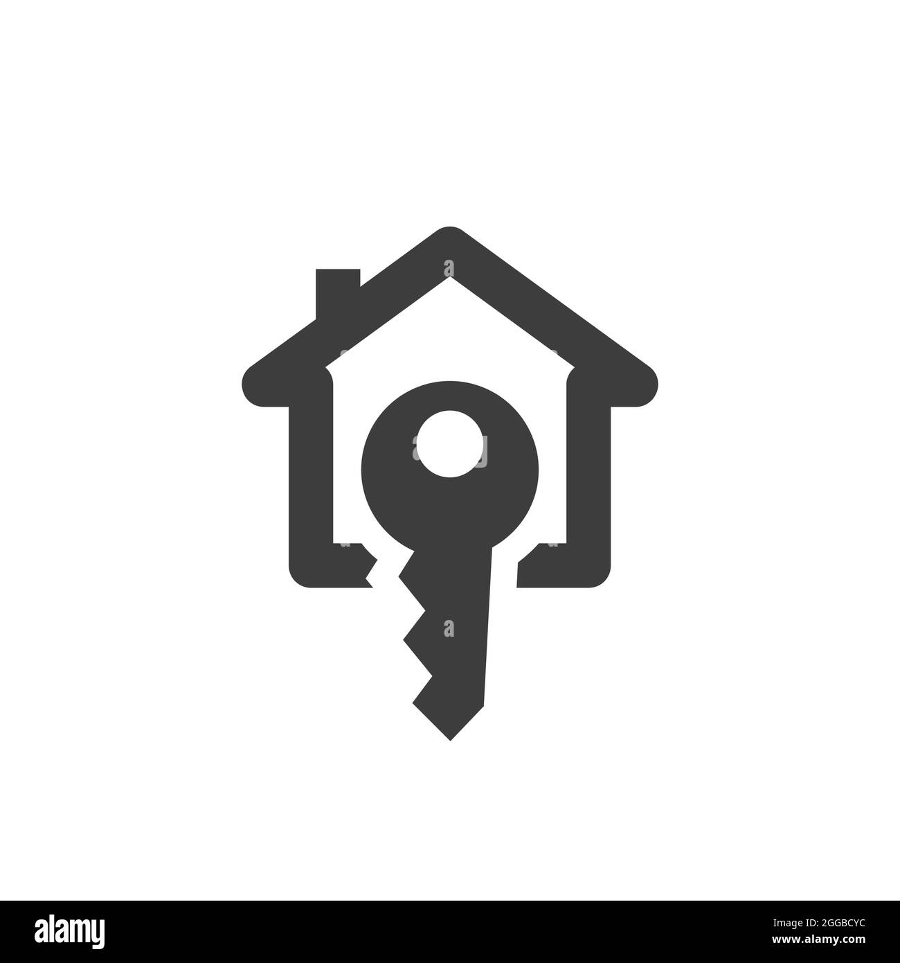 Haus mit Schlüssel schwarz Vektor-Symbol. Haus, Immobilien-Logo-Symbol. Stock Vektor