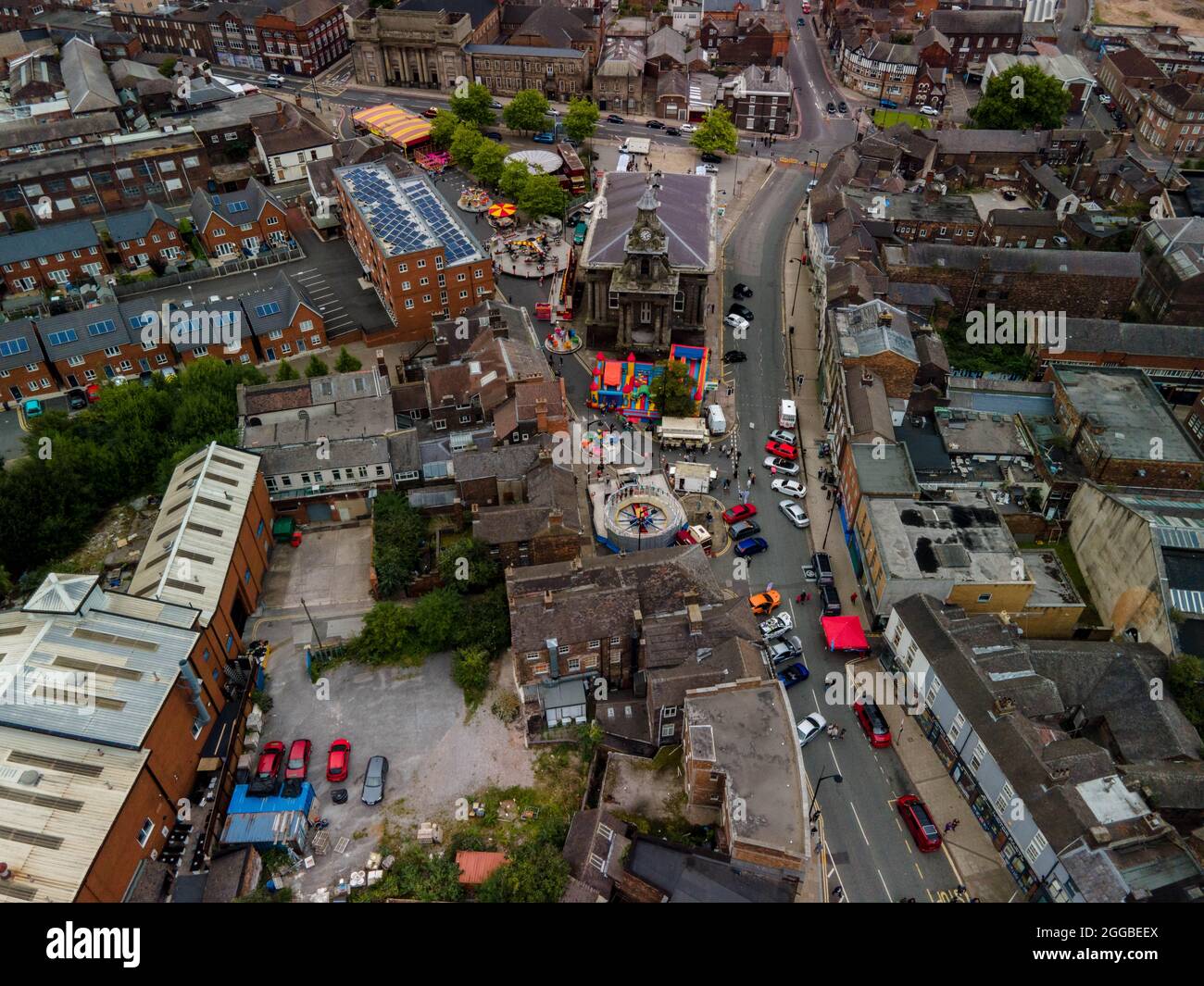 Luftaufnahme des Our Burslem Festivals Stoke on Trent Birds Eye View Stockfoto