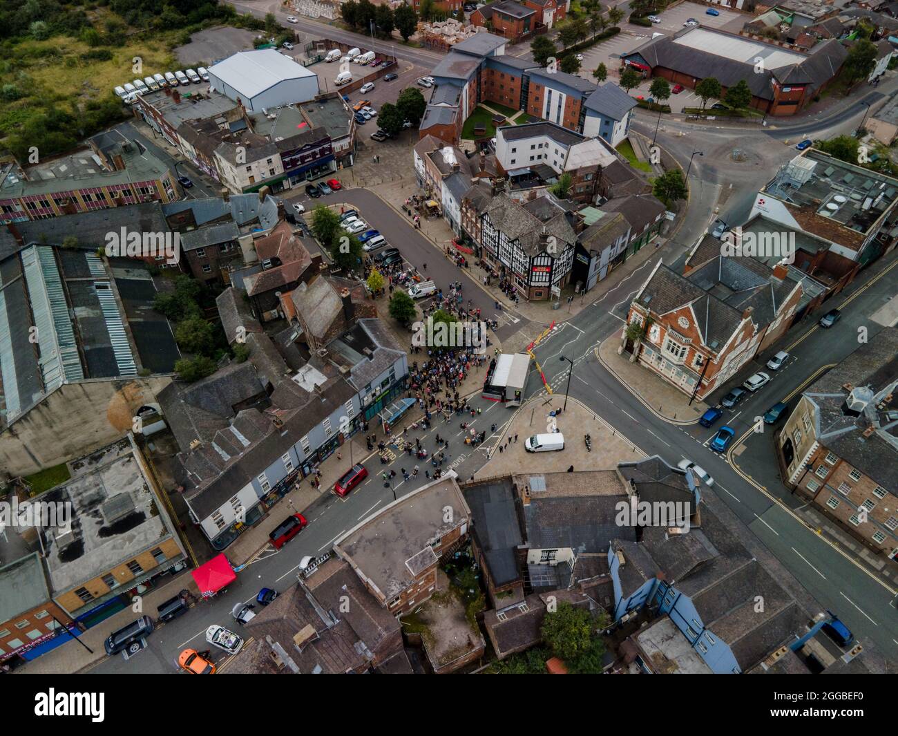 Luftaufnahme des Our Burslem Festivals Stoke on Trent Birds Eye View Stockfoto