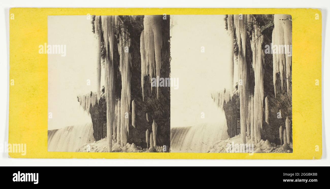 Niagara Im Winter, 1860/61. [Gefrorene Stürze]. Albumendruck, Stereokard, aus der Serie "Niagara in Winter". Stockfoto