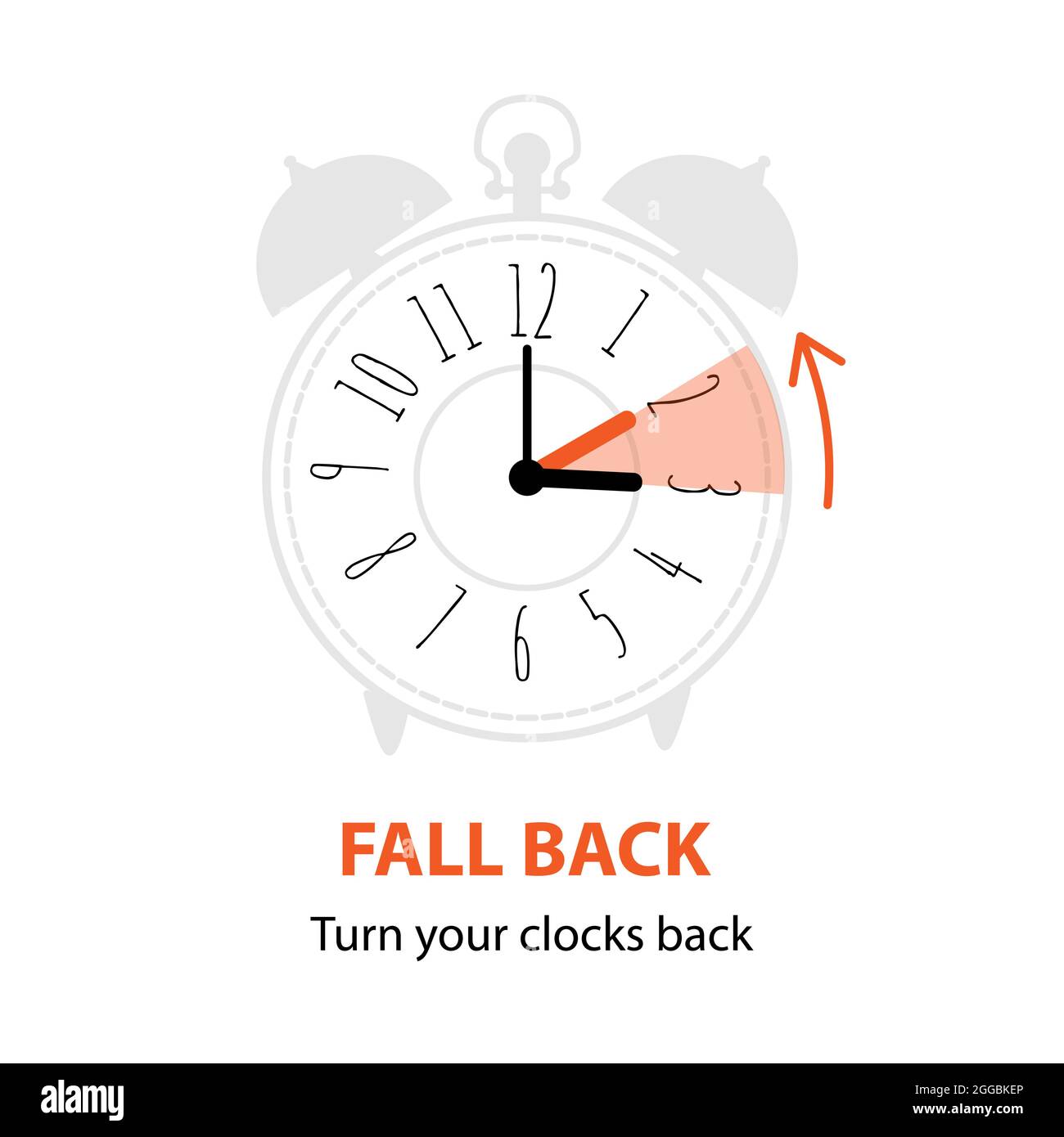 Fallback-Konzept mit grafischem Alarm und Zeitplan zur Einstellung der Uhr um eine Stunde. Das Ende der Sommerzeit. Vektor-Illustration in moderner Wohnung Stock Vektor
