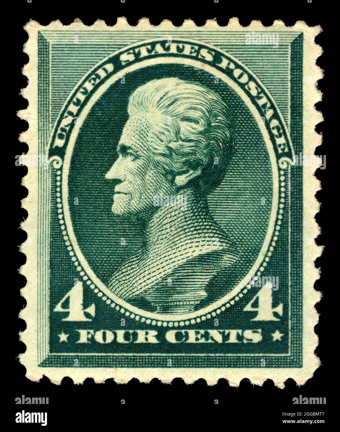 4c Andrew Jackson Single, 1883. Minze; Perf 12. Stockfoto