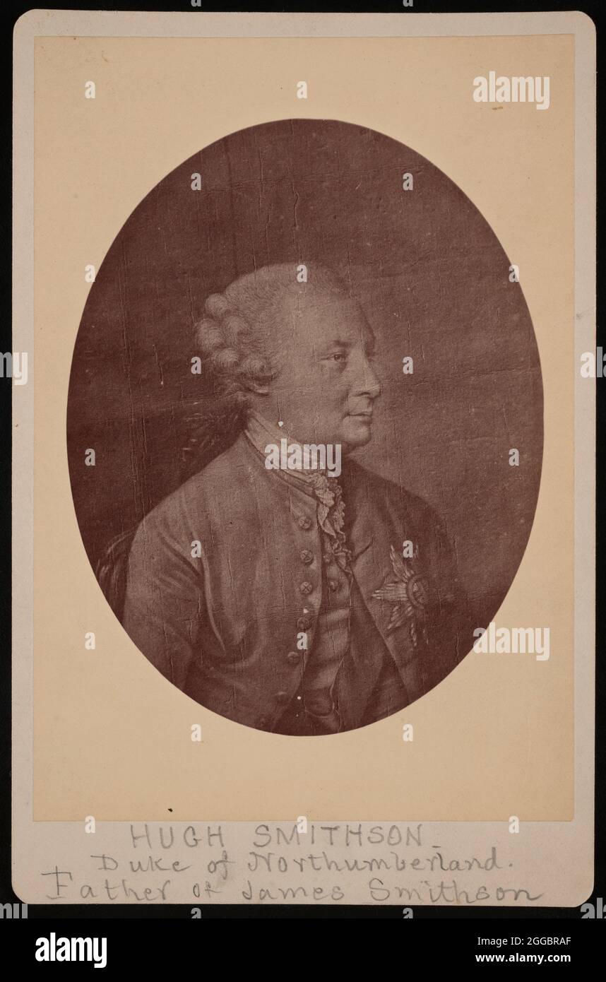 Porträt von Hugh Percy (ne&#xb4;e Smithson), 1. Herzog von Northumberland (1712-1786), 1771 (fotografiert in den 1880er Jahren). Vater von James Smithson.;Mezzotint von John Finlayson, nach Hugh Douglas Hamilton, 1771. Stockfoto