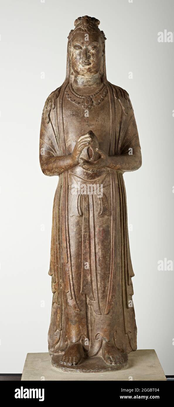 Stehender Bodhisattva, Nördliche Qi-Dynastie, 550-577. Stockfoto