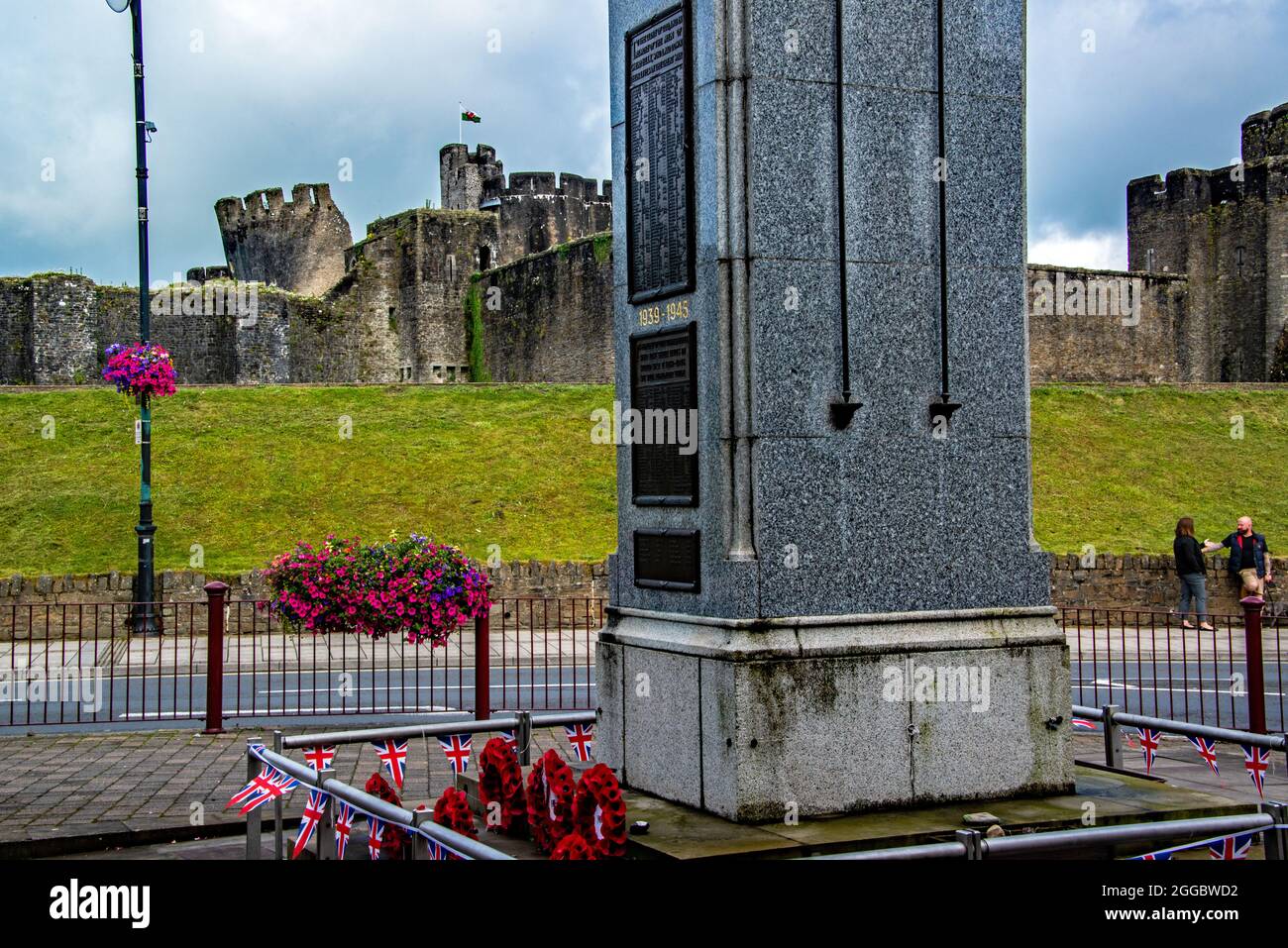 Caerphilly Cenotaph, Wales, Großbritannien Stockfoto