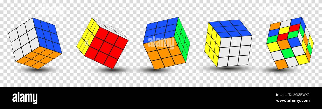 Vinnyzja, Ukraine - 23. August 2021. Rubik's Cube isoliert auf transparentem Hintergrund. Vektorgrafik Stock Vektor