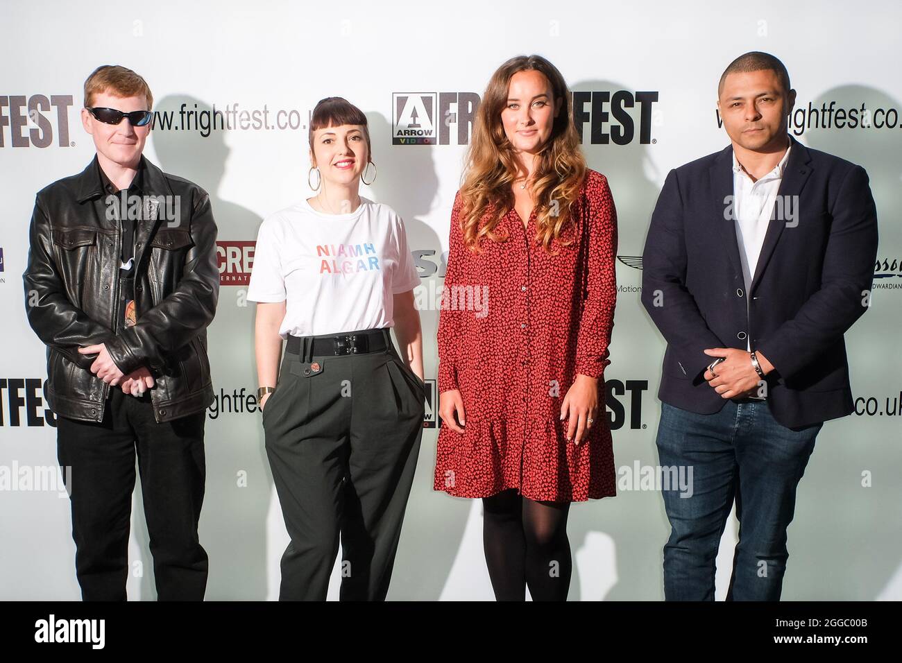 Cineworld Leicester Square, London, Großbritannien. August 2021. Die Nominierten posieren bei den „RISING STAR AWARDS“. Abgebildete Personen: Eric Steele, Prano Bailey-Bond, April Pearson, Leroy Kincaide. Bild nach Kredit: Julie Edwards/Alamy Live News Stockfoto