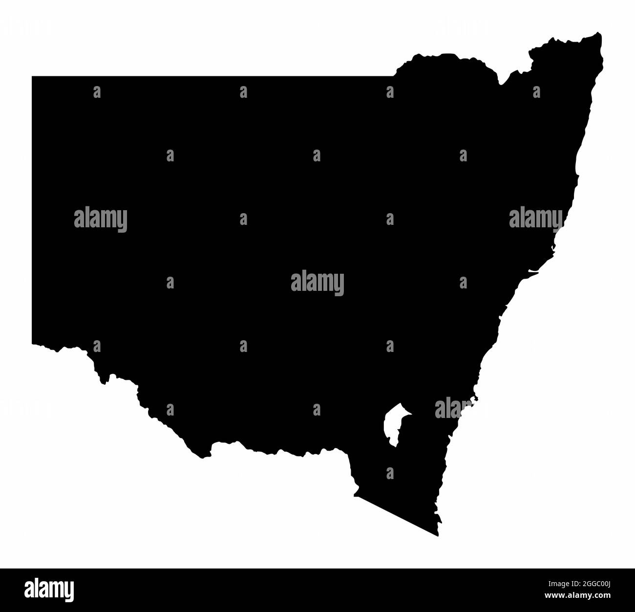 Die dunkle Silhouette von New South Wales ist isoliert auf weißem Hintergrund, Australien Stock Vektor