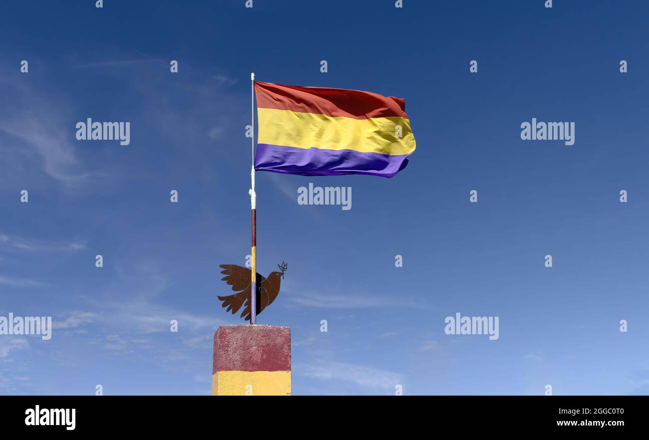 Zweite Flagge der Spanischen Republik Stockfoto