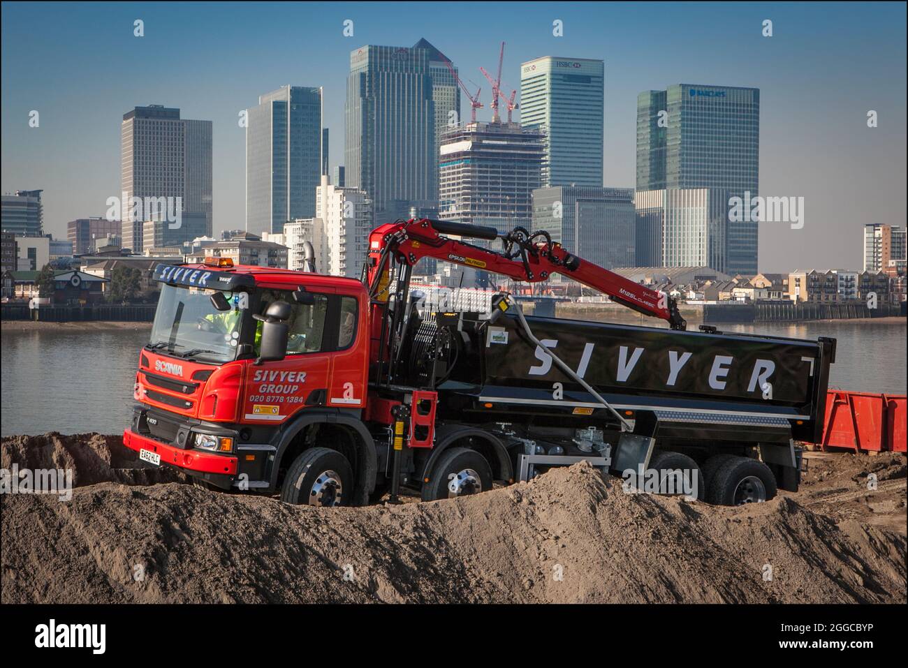 SCANIA GB SIVYER Trucks am Big Deep Standort Greenwich, Großbritannien Stockfoto