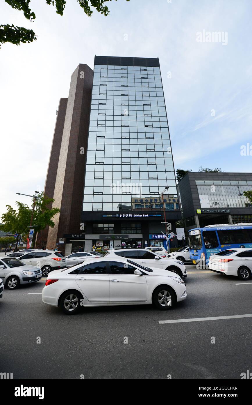 Shinshan Bankgebäude im Zentrum von Seoul, Südkorea. Stockfoto