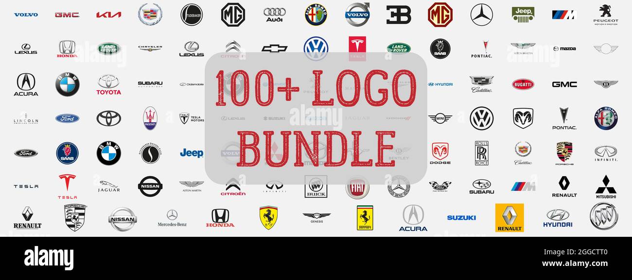 Logo-Paket für große Autos. Automatische Symbole eingestellt. Stock Vektor