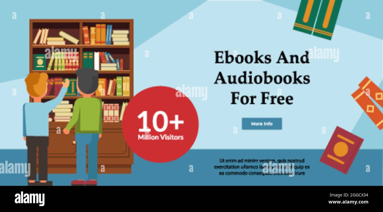 E-Books und Hörbücher für kostenlose Online-Ressourcen Stock Vektor