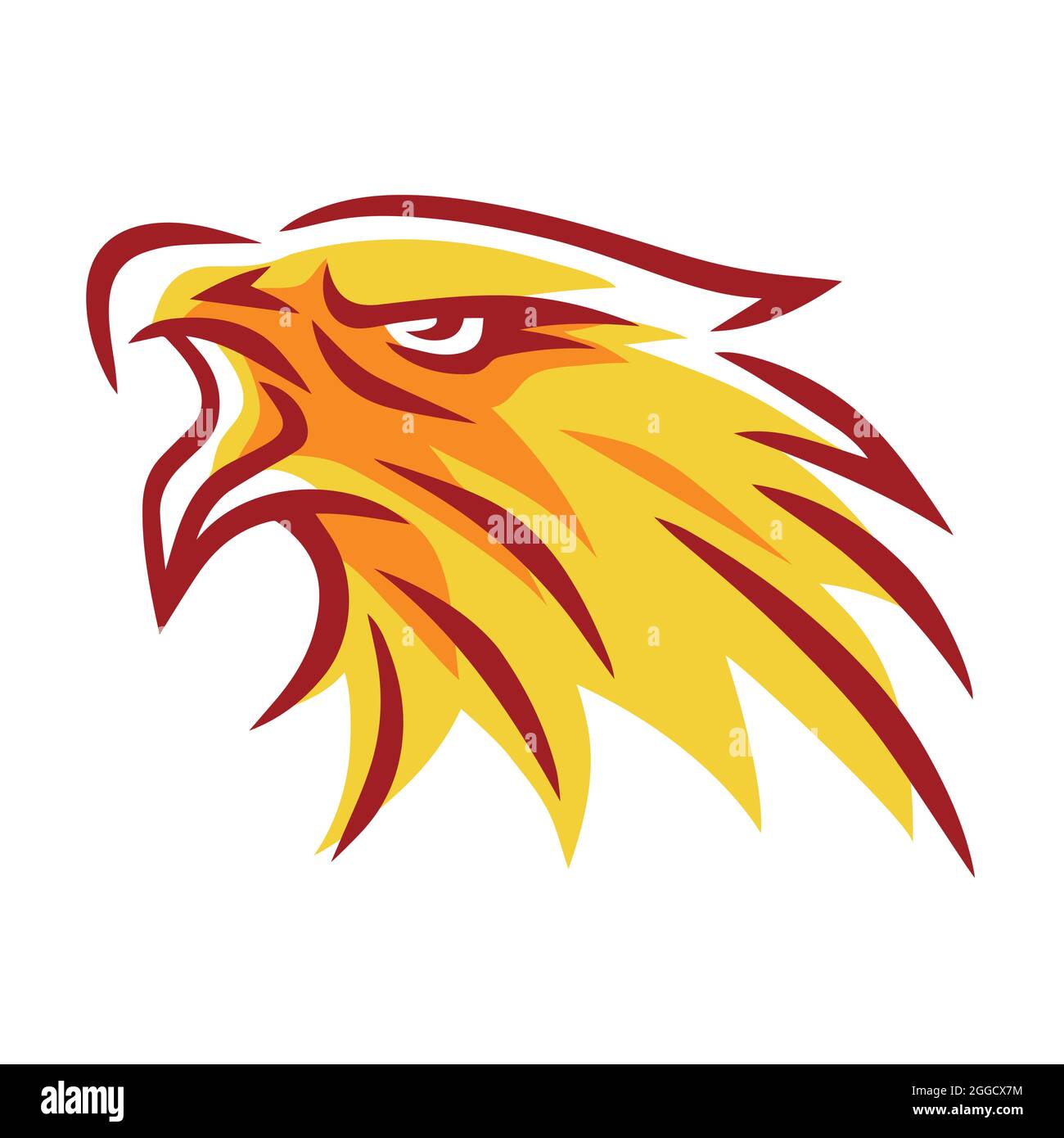 Fire Eagle Phoenix Falcon Hawk Head Flame Line Stylized Logo Vektor Template Design Stock Vektor