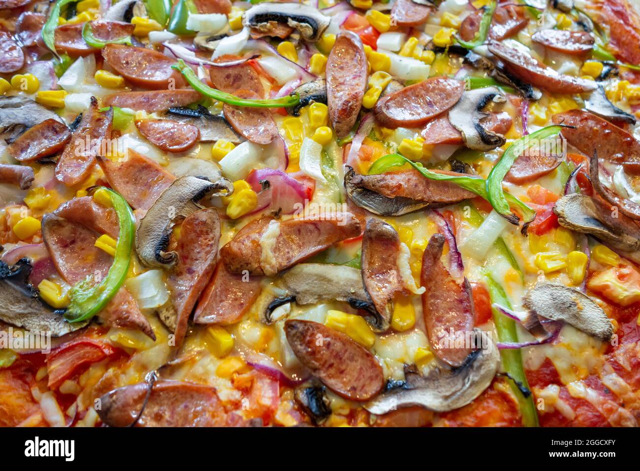 Gemüse Pizza Hintergrund Nahaufnahme Stockfoto