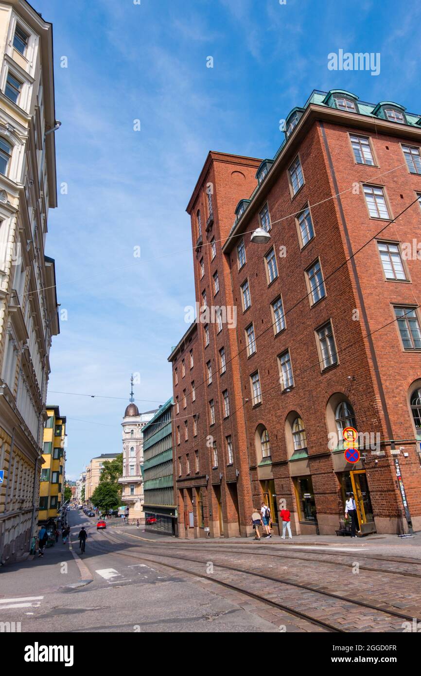 Beginn von Yrjönkatu, Punarvuori, Helsinki, Finnland Stockfoto