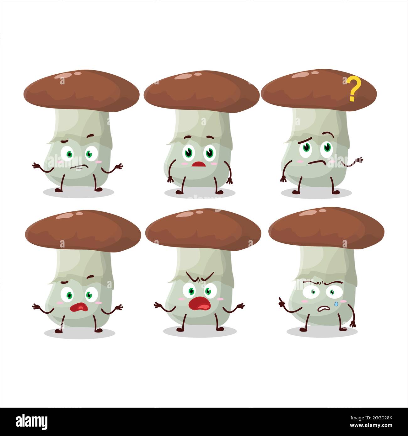 Cartoon-Charakter von Suillus Pilz mit welchem Ausdruck. Vektorgrafik Stock Vektor