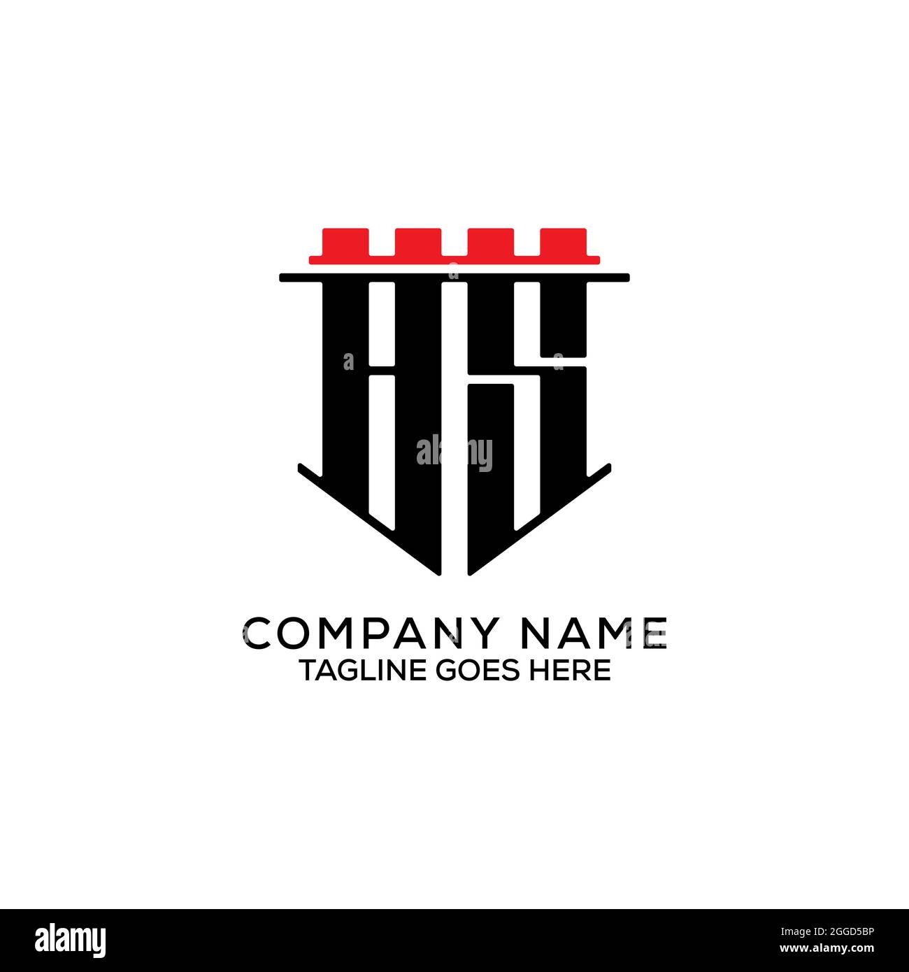 Buchstabenname BS Logo Design mit Abzeichen Form Vektor Illustration Stock Vektor