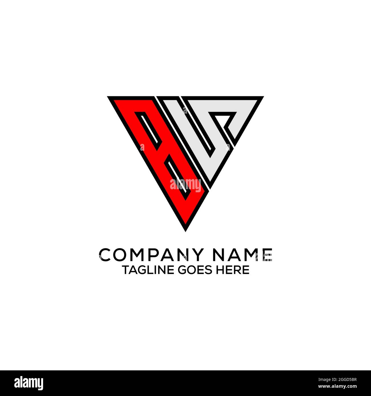 Buchstabenname BS Logo Design mit Dreieck Form Vektor Illustration Stock Vektor