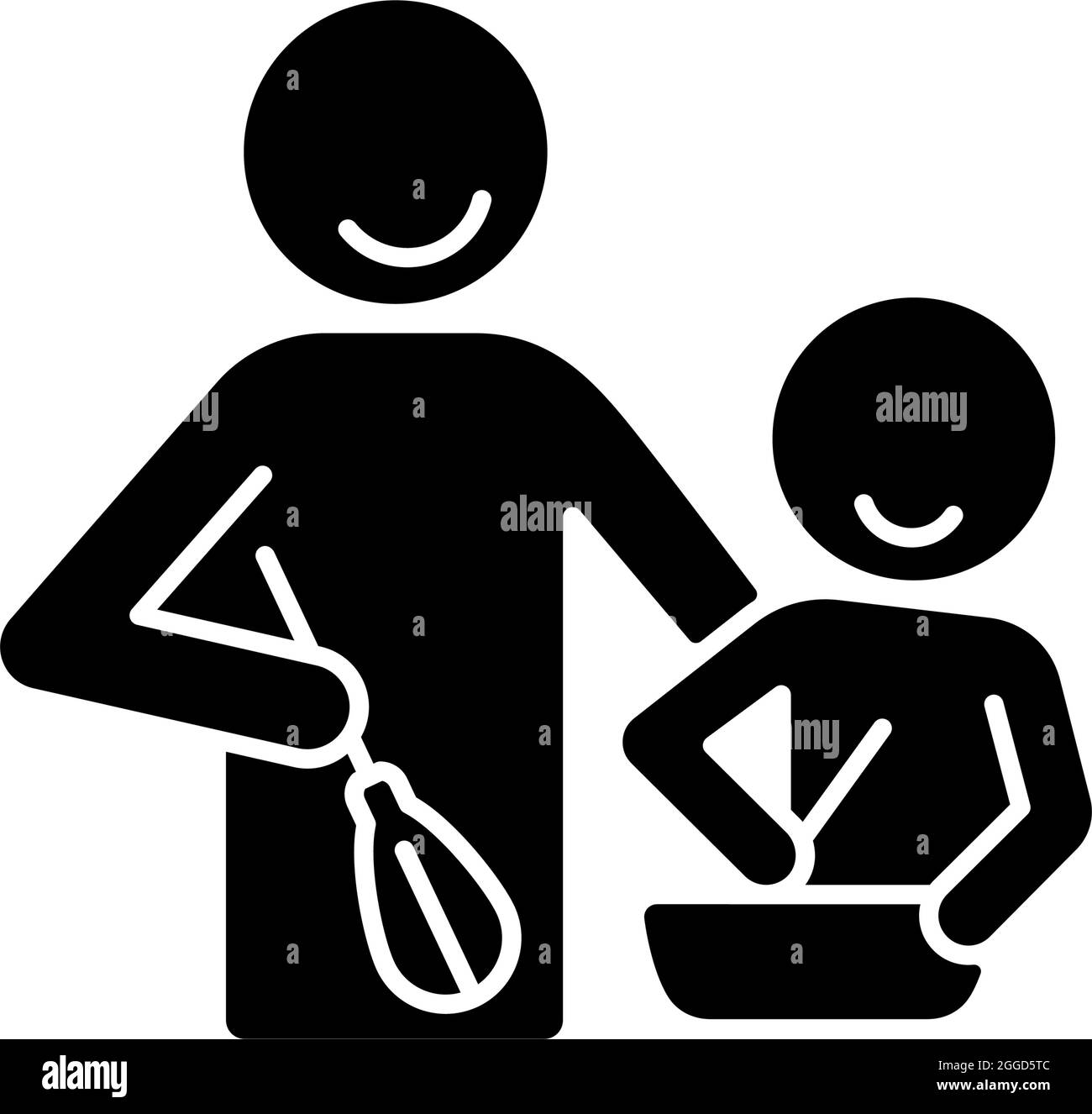 Kochen mit schwarzem Glyphen-Symbol für Kinder Stock Vektor