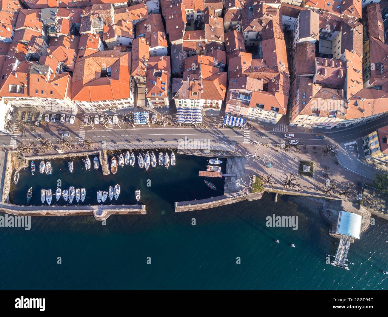 Luftaufnahme von Bellano, Comer See, Lombardei, Italien, Europa Stockfoto