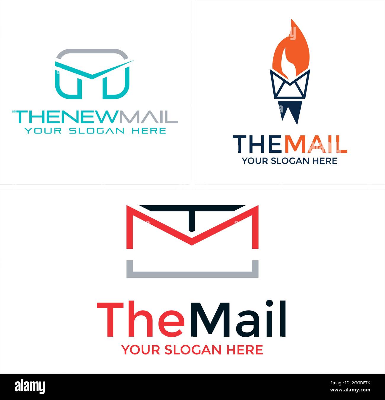 Mail-Software-App-Technologie mit Umschlag Feuerbrenner Linie Kunst Logo-Design Stock Vektor