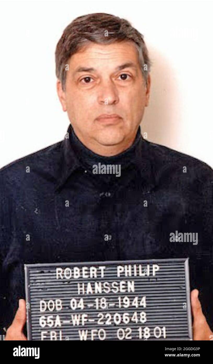 ROBERT HANSSEN amerikanischer ehemaliger FBI-Doppelagent, der von 1976 bis 2001 für den sowjetischen Geheimdienst ausspionierte. FBI-Mugshot am Tag seiner Verhaftung. Stockfoto