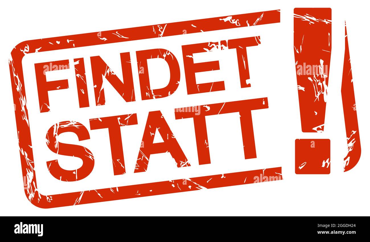 EPS-Vektor-Gummistempel rot gefärbt mit Text findet statt (deutscher Text) Stock Vektor