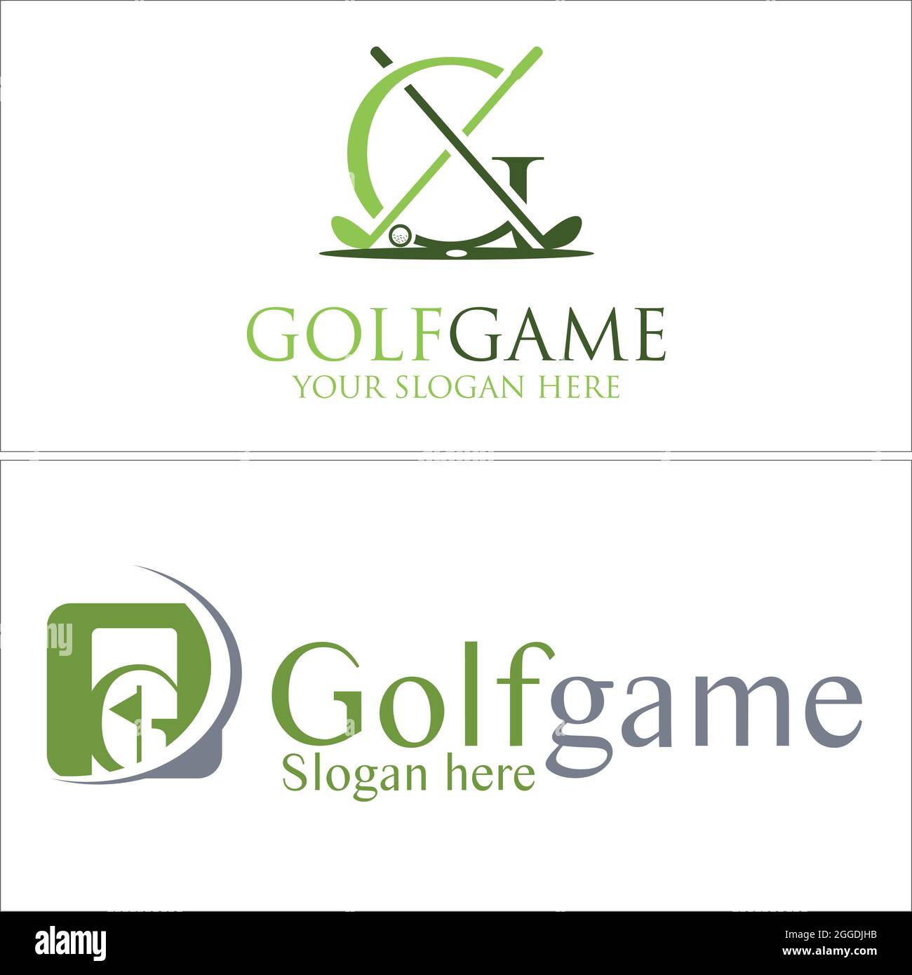 Golf-Logo mit dem Buchstaben GL Stick Golf und Flaggen-Design Stock Vektor