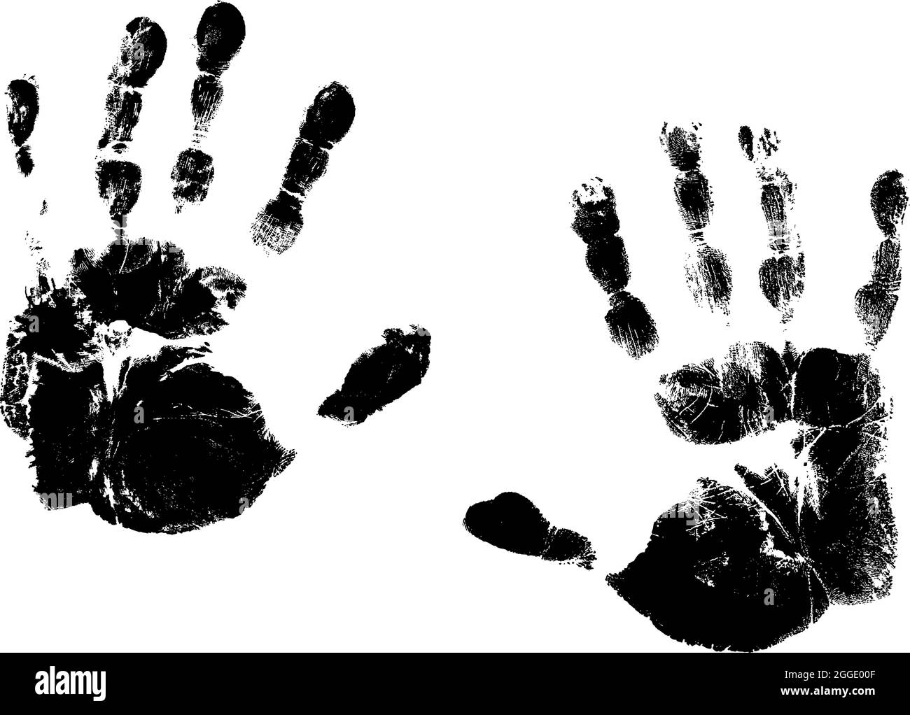Handprint, Bilder des Fußabdrucks der Hände auf einem weißen Hintergrund zum Drucken von Ausdrucken, Flyern, Banner Stock Vektor