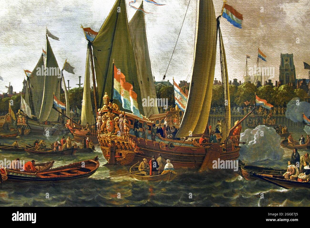 Ankunft von König Karl II. Von England in Rotterdam, 24. Mai 1660, Lieve Pietersz. Schalthebel, c. 1660 - c. 1665 Niederländisch, Niederlande. (London bat ihn, als König Charles II. Zurückzukehren Auf dieser triumphalen Reise von Breda nach London machte er einen Zwischenstopp in Rotterdam. ) Stockfoto