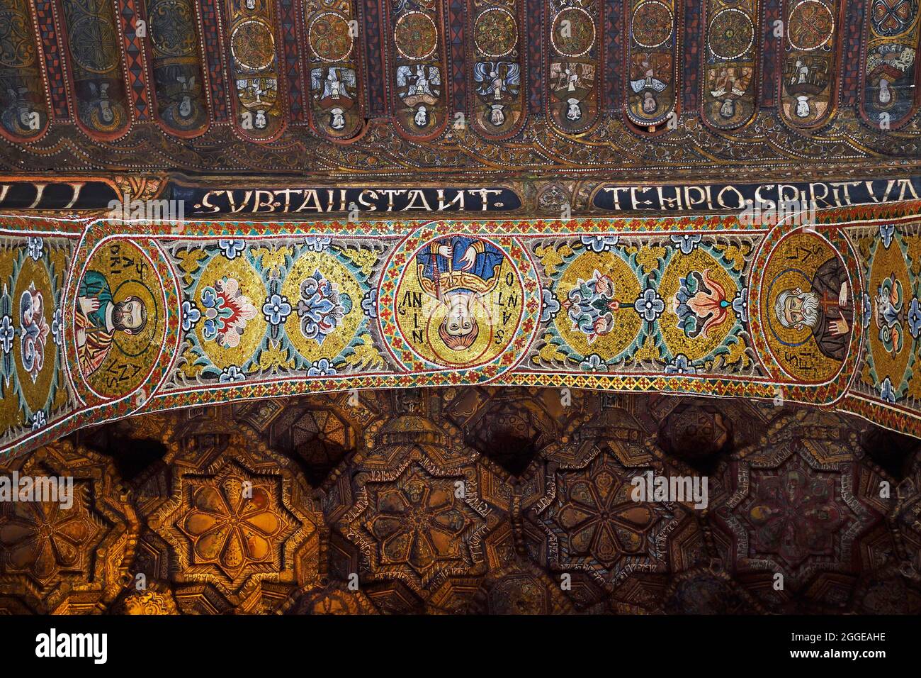 Capella Palatina, close-up, Palazzo dei Normannni auch Palazzo reale, Palermo, Sizilien, Italien Stockfoto