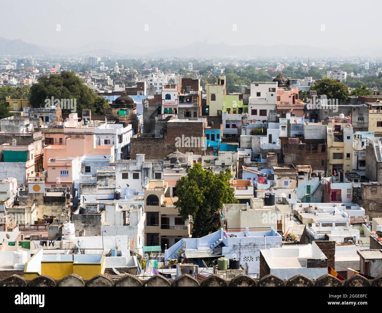 Blick über Udaipur von der City Palace, Rajasthan, Indien Stockfoto