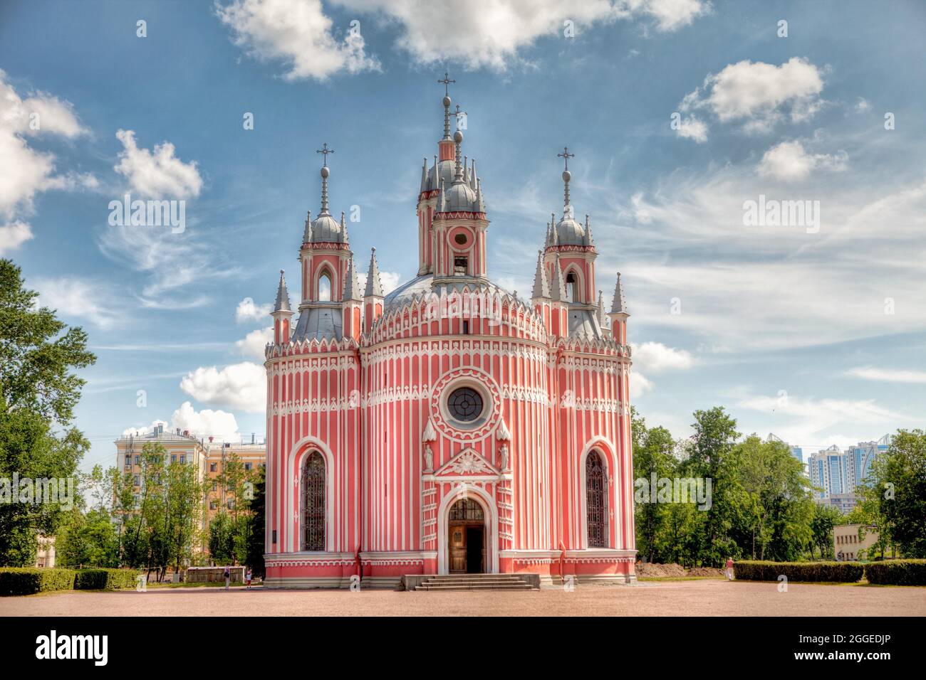Kirche der Geburt des heiligen Johannes des Täufers (Ches-Menskaya), Architekt Juri Felten, Sankt Petersburg, Russland Stockfoto