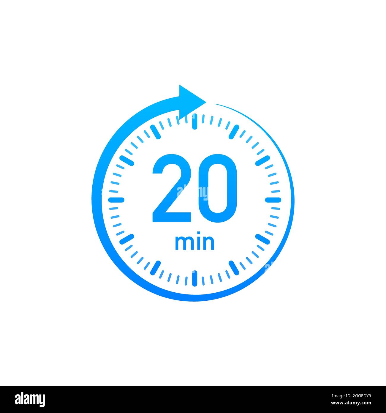 Das Vektorsymbol für die Stoppuhr für 20 Minuten. Stoppuhrsymbol in flacher  Ausführung, Timer auf farbigem Hintergrund eingeschaltet. Vektorgrafik  Stock-Vektorgrafik - Alamy