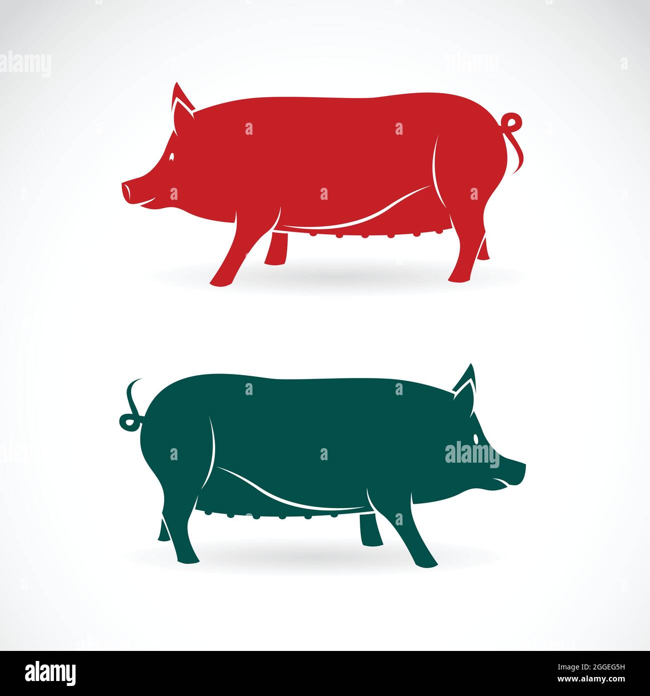 Vektorbild von Schwein auf weißem Hintergrund. Leicht editierbare Vektorgrafik mit Ebenen. Tiere. Stock Vektor