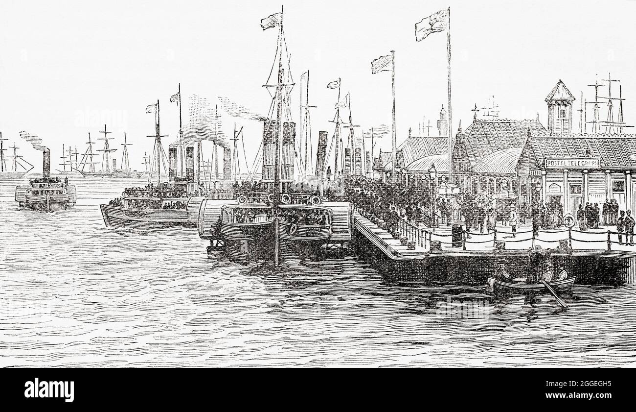 The Prince's Landing Stage, Liverpool Dock, Liverpool, England, hier im 19. Jahrhundert gesehen. Aus dem malerischen England seine Wahrzeichen und historischen Stätten, veröffentlicht, 1891 Stockfoto