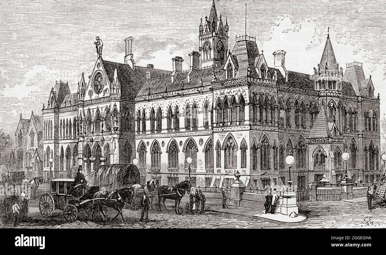 Die Manchester Assize Courts, Manchester, England, hier im 19. Jahrhundert gesehen. Das Gebäude wurde 1957 abgerissen. Aus dem malerischen England seine Wahrzeichen und historischen Stätten, veröffentlicht, 1891 Stockfoto