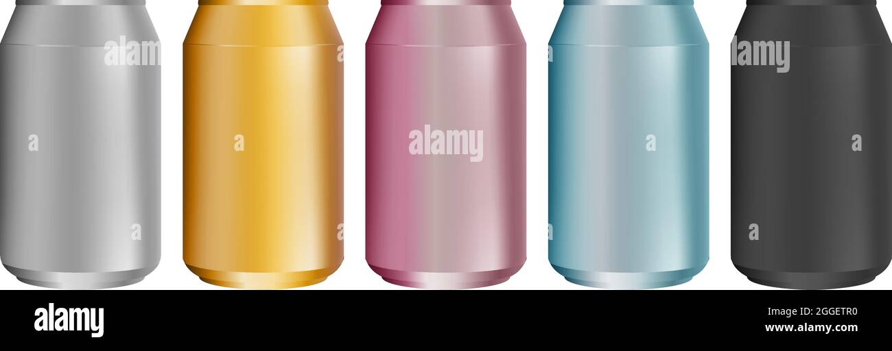 Vector - Blank Vektor Aluminium Dose, für verschiedene Designs von Bier, Lager, Alkohol, Softdrinks, Soda, Limonade, Cola, Energy Drink, Saft, Wasser etc Stock Vektor