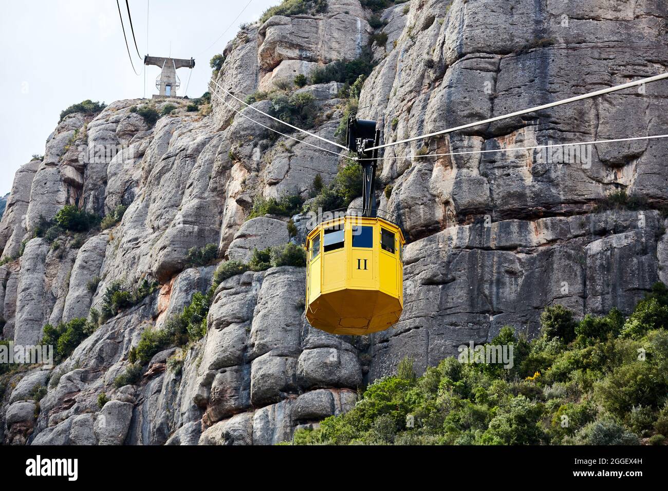 Seilbahn, Kloster Montserrat auf Berg in Barcelona, Catalon. Stockfoto