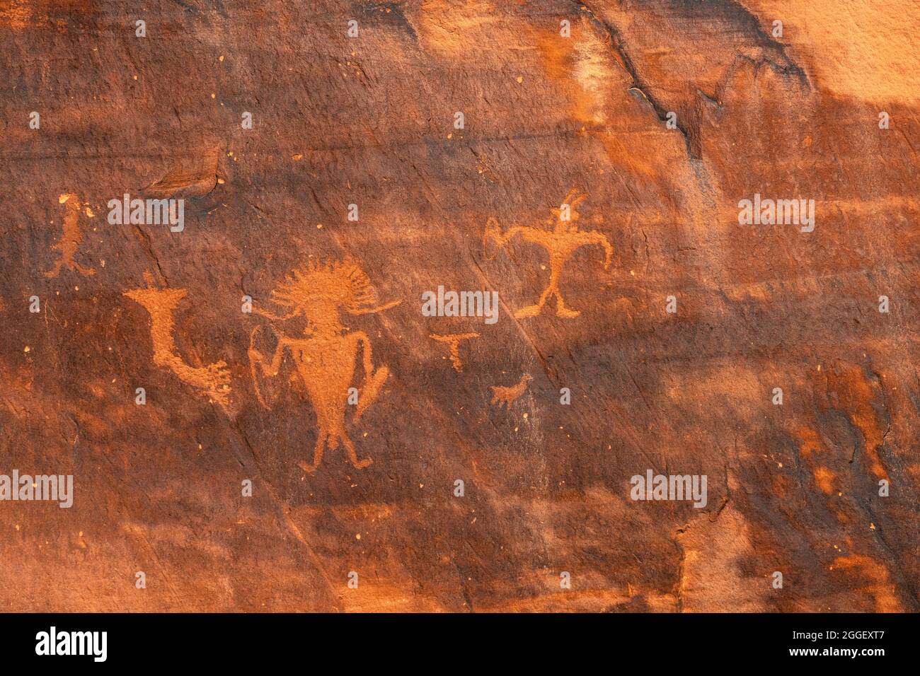 Alte Felszeichnungen in der Nähe von Moab, Utah Stockfoto