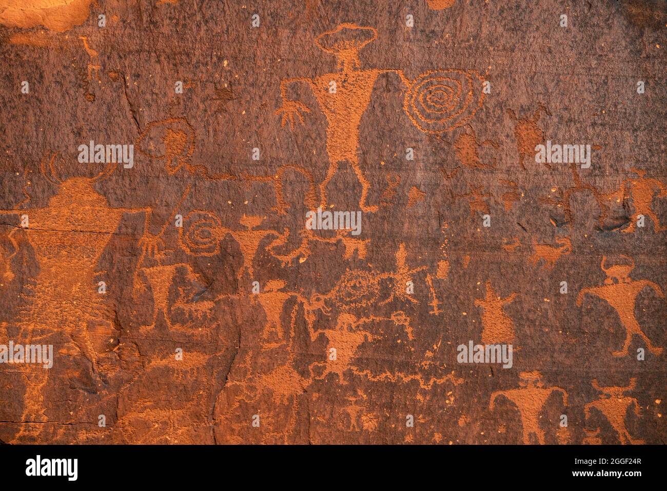 Alte Felszeichnungen in der Nähe von Moab, Utah Stockfoto