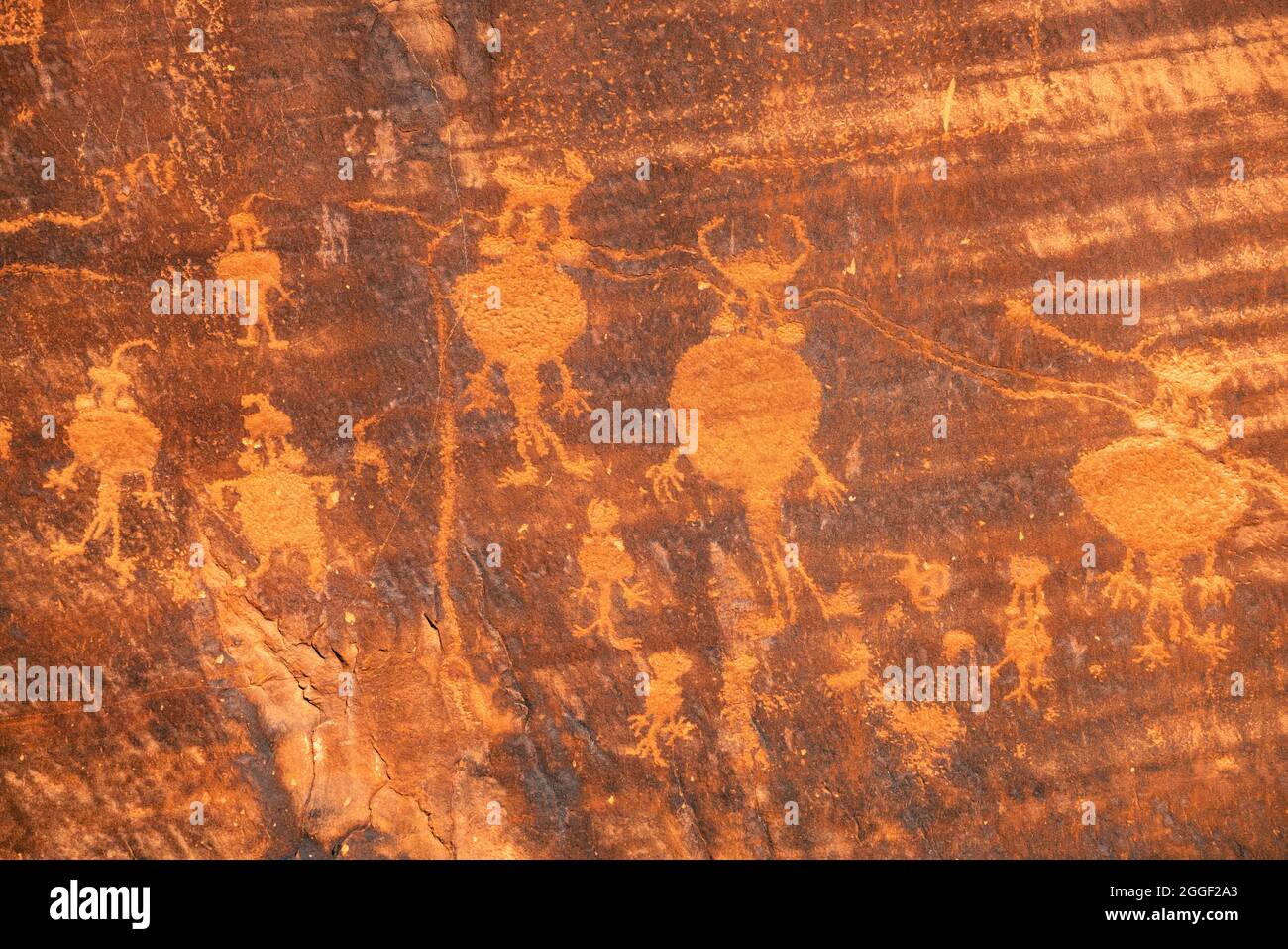 Alte Felszeichnungen in der Nähe von Moab, Utah Stockfoto