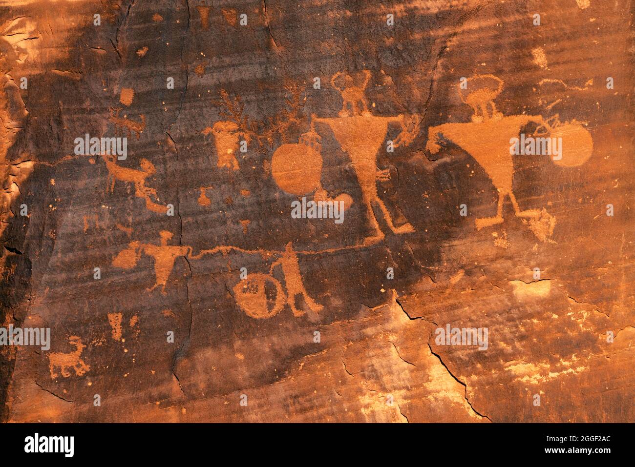 Alte Felszeichnungen in der Nähe von Moab, Utah Stockfoto