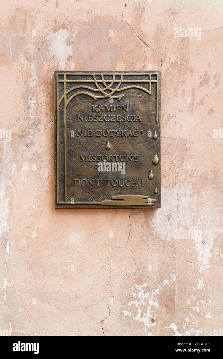 Der Stein des Unglücks in der Lubliner Altstadt, Polen Stockfoto