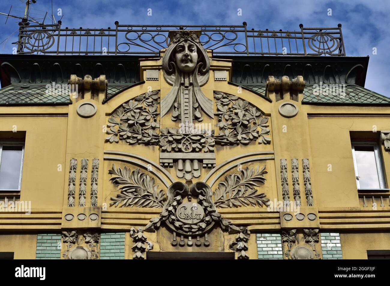 Schönes Jugendstilhaus in der Innenstadt von Belgrad, Serbien, Detail Stockfoto